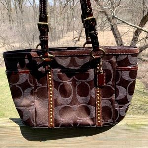 Coach Signature C Studded Gallery Lurex Tote Bag